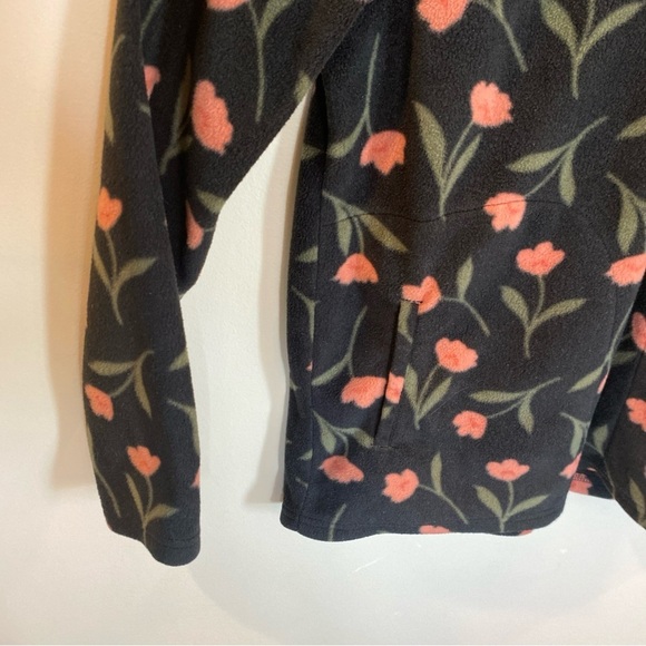 Oneill Hoodie Womens Medium Black Pink Floral Fleece Hooded Boho Beachy Pullover - Picture 3 of 7